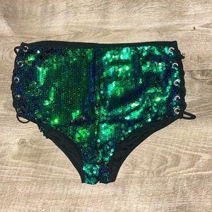 Sequin Laced Up iHeartRaves Booty Shorts